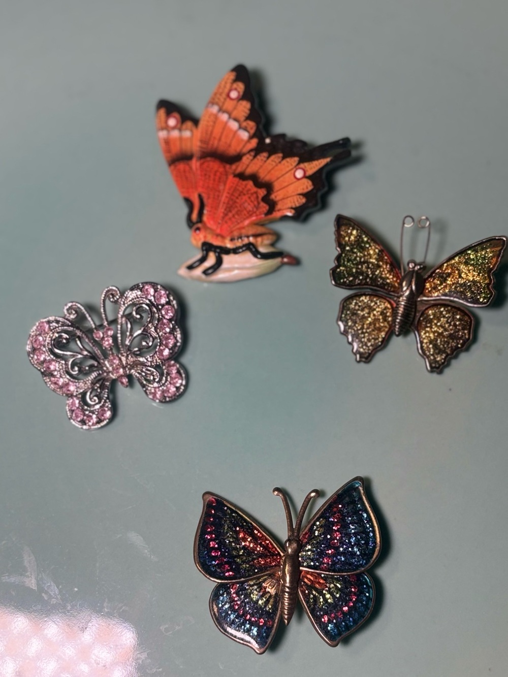 Butterfly Pin Set - Multicolor Glitter Enamel Brooches